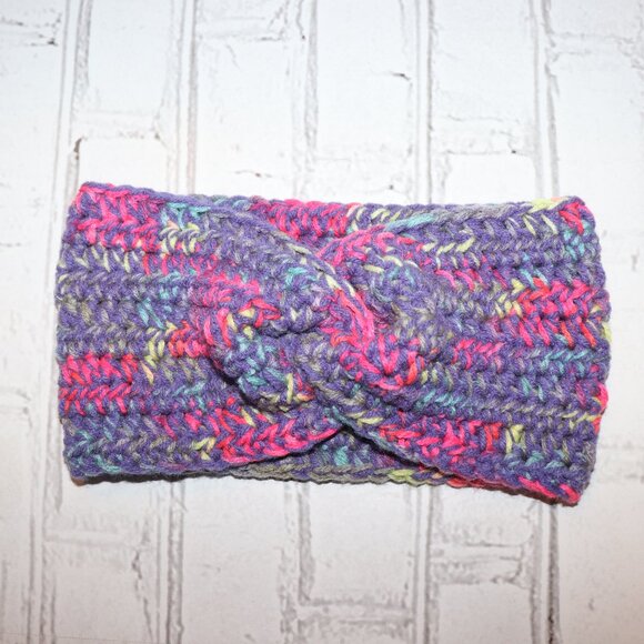 💜🌈 Chunky Purple & Colorful Crochet Headband – Handmade · One Size - Picture 1 of 4
